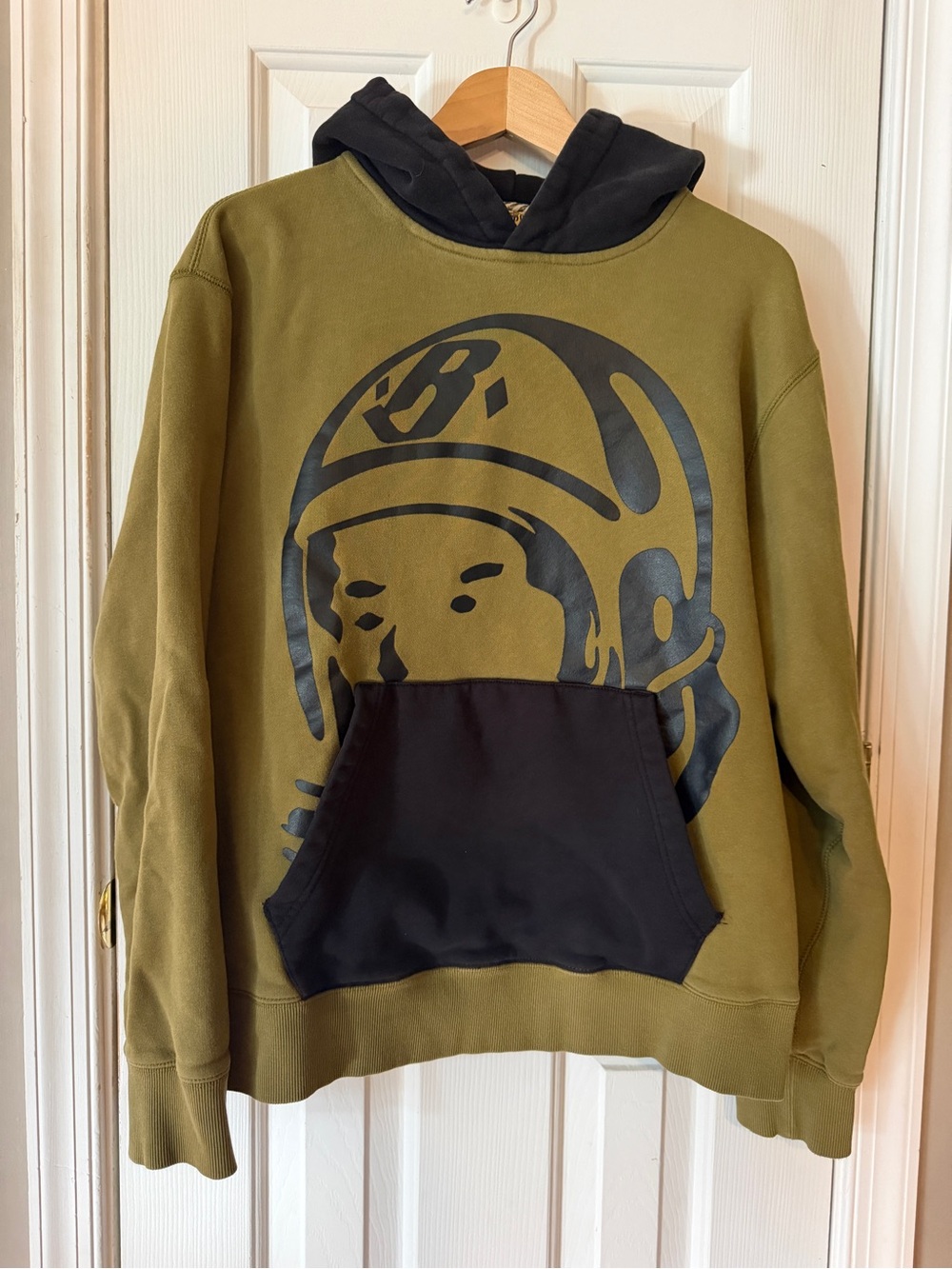 Billionaire Boys Club BBC Olive Green Black Astronaut Helmet Logo Hoodie Size L